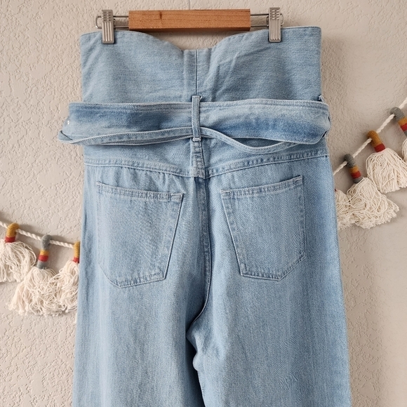 Marques Almeida Blue Denim Crossover Belted Buckle Jeans Designer Grunge Boho 6 - Picture 11 of 14
